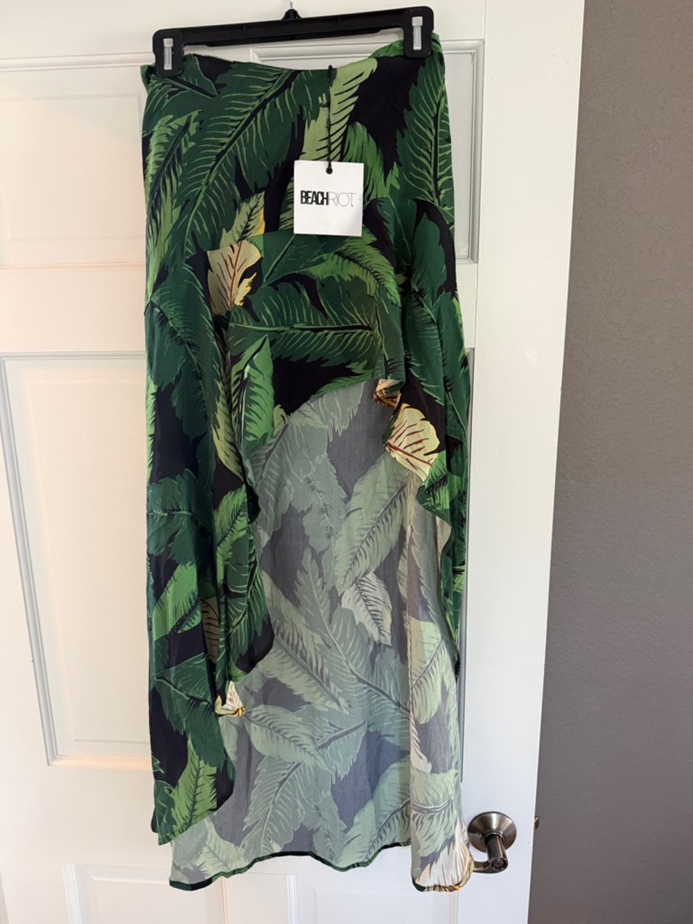 Beach Riot Green Palm Leaf High-Low Skirt